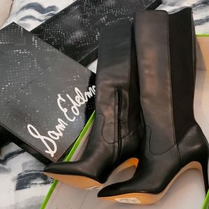 Sam Edelman black leather knee high boots brand new